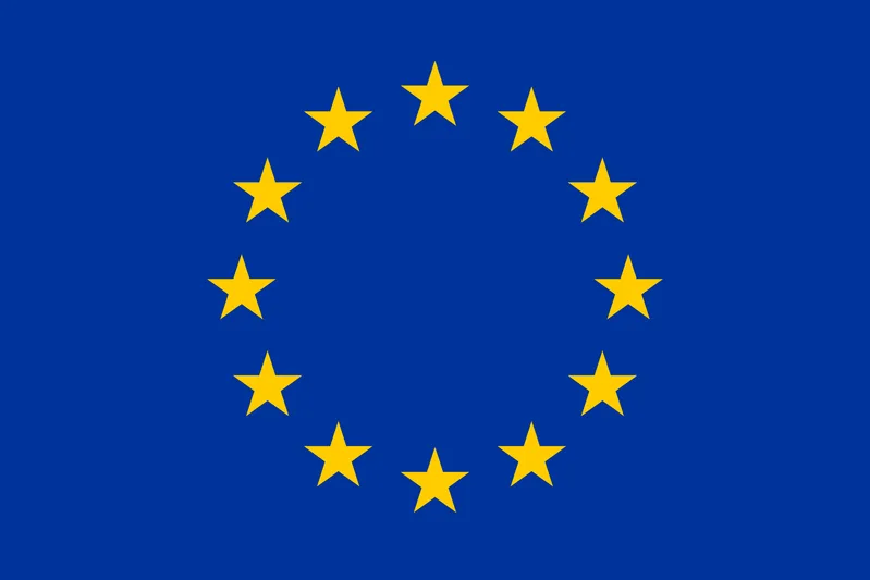 Flag of the European Union: a circle of twelve gold stars on a blue background