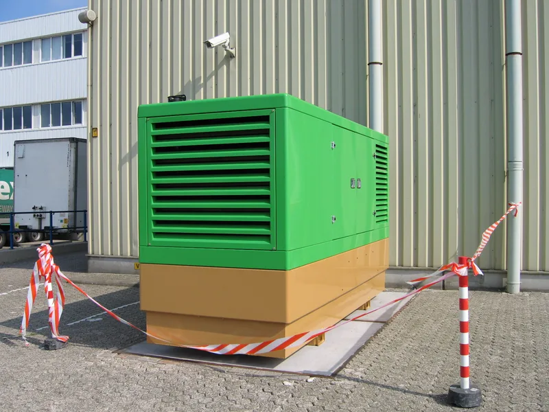 Backup power generator installed beside a company server room